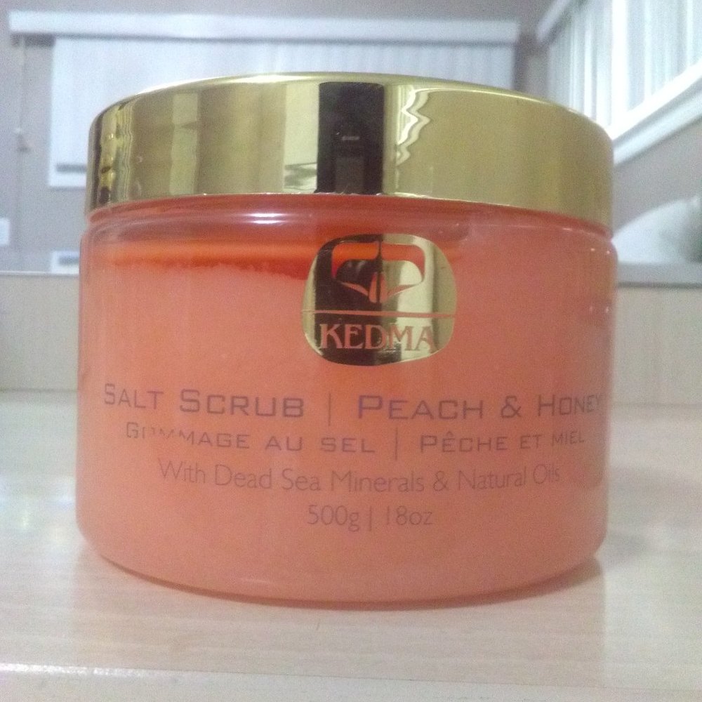 KEDMA SALT SCRUB PEACH & HONEY-DEAD SEA MINERLAS-NATURAL OILS- 12 oz / 350 g-NEW